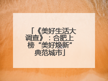 《美好生活大调查》：合肥上榜“美好焕新”典范城市