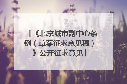 《北京城市副中心条例（草案征求意见稿）》公开征求意见