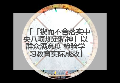 「锲而不舍落实中央八项规定精神」以群众满意度 检验学习教育实际成效