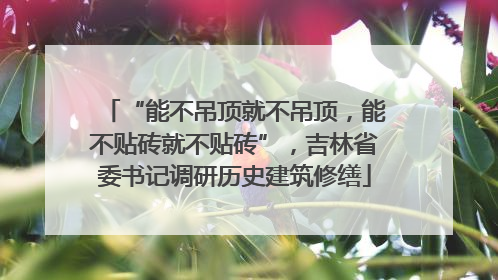 “能不吊顶就不吊顶，能不贴砖就不贴砖”，吉林省委书记调研历史建筑修缮
