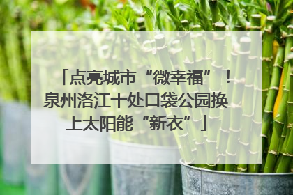 点亮城市“微幸福”！泉州洛江十处口袋公园换上太阳能“新衣”