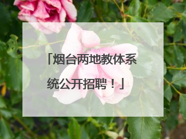 烟台两地教体系统公开招聘！