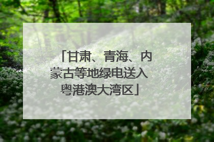 甘肃、青海、内蒙古等地绿电送入粤港澳大湾区