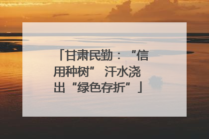 甘肃民勤：“信用种树” 汗水浇出“绿色存折”
