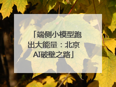 端侧小模型跑出大能量：北京AI破壁之路