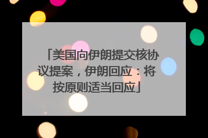 美国向伊朗提交核协议提案，伊朗回应：将按原则适当回应