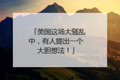 美国这场大骚乱中，有人提出一个大胆想法！