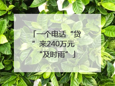 一个电话“贷”来240万元“及时雨”