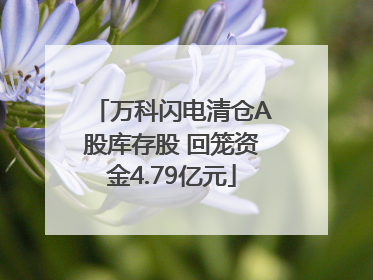 万科闪电清仓A股库存股 回笼资金4.79亿元