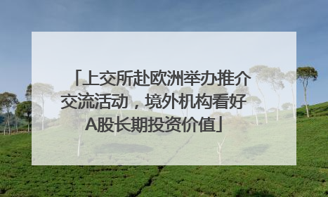 上交所赴欧洲举办推介交流活动，境外机构看好A股长期投资价值