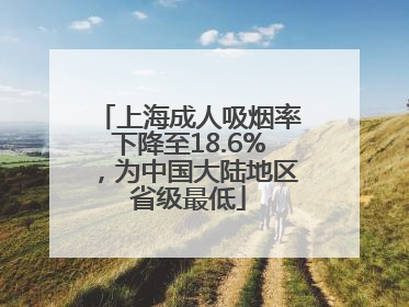 上海成人吸烟率下降至18.6%，为中国大陆地区省级最低