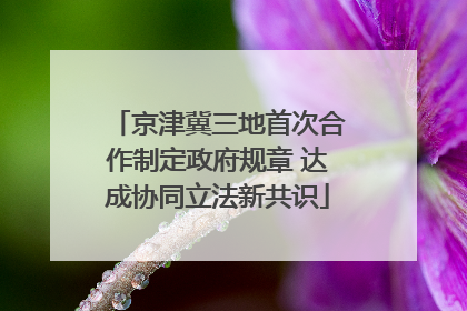京津冀三地首次合作制定政府规章 达成协同立法新共识