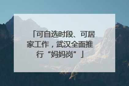 可自选时段、可居家工作，武汉全面推行“妈妈岗”