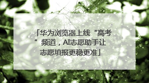 华为浏览器上线“高考”频道，AI志愿助手让志愿填报更稳更准