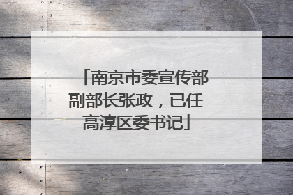南京市委宣传部副部长张政，已任高淳区委书记