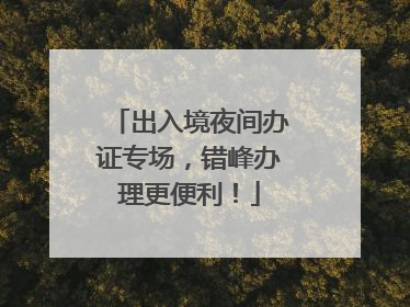 出入境夜间办证专场，错峰办理更便利！