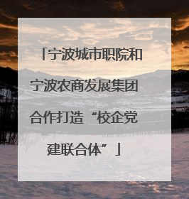 宁波城市职院和宁波农商发展集团合作打造“校企党建联合体”