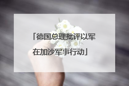 德国总理批评以军在加沙军事行动