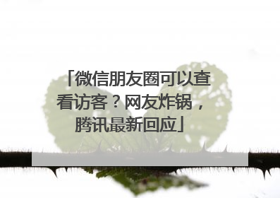 微信朋友圈可以查看访客？网友炸锅，腾讯最新回应