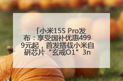 小米15S Pro发布：享受国补优惠4999元起，首发搭载小米自研芯片“玄戒O1”3nm旗舰处理器