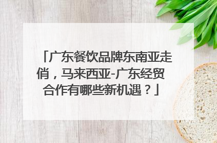 广东餐饮品牌东南亚走俏，马来西亚-广东经贸合作有哪些新机遇？