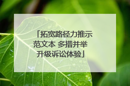 拓宽路径力推示范文本 多措并举升级诉讼体验