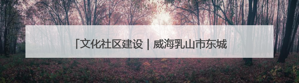 文化社区建设｜威海乳山市东城社区：以文育人照亮成长灯塔