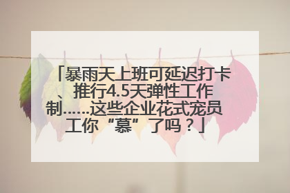 暴雨天上班可延迟打卡、推行4.5天弹性工作制……这些企业花式宠员工你“慕”了吗？