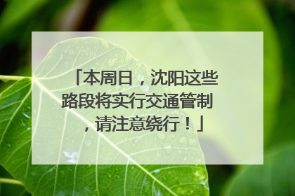 本周日，沈阳这些路段将实行交通管制，请注意绕行！
