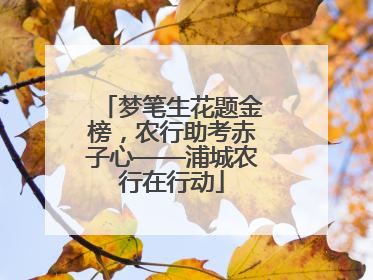 梦笔生花题金榜，农行助考赤子心——浦城农行在行动