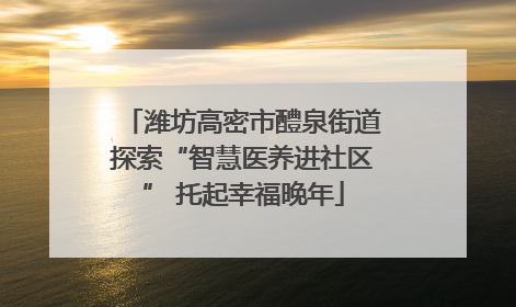 潍坊高密市醴泉街道探索“智慧医养进社区” 托起幸福晚年