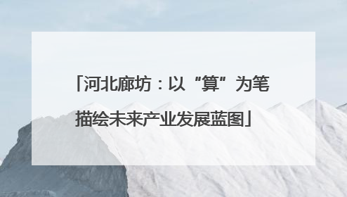 河北廊坊：以“算”为笔描绘未来产业发展蓝图