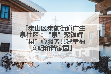 泰山区泰前街道广生泉社区：“泉”聚银辉“泉”心服务共建幸福文明和谐家园