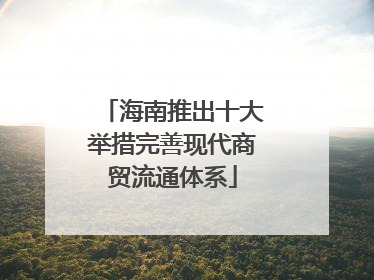 海南推出十大举措完善现代商贸流通体系