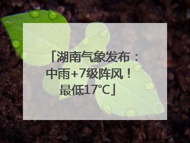 湖南气象发布：中雨+7级阵风！最低17℃