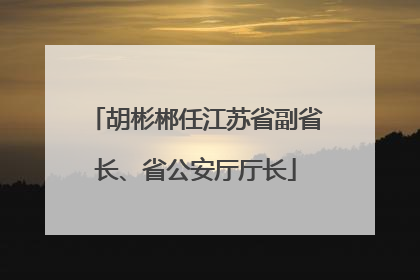 胡彬郴任江苏省副省长、省公安厅厅长