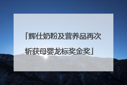 辉仕奶粉及营养品再次斩获母婴龙标奖金奖