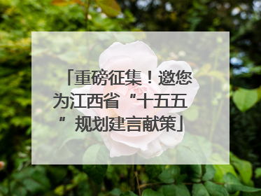 重磅征集！邀您为江西省“十五五”规划建言献策