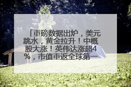 重磅数据出炉，美元跳水，黄金拉升！中概股大涨！英伟达涨超4%，市值重返全球第一！黄仁勋计划出售至多600万股股票