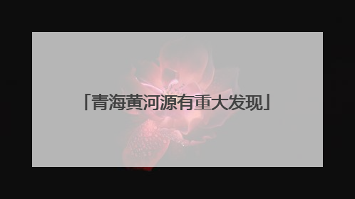 青海黄河源有重大发现