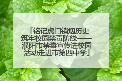 铭记虎门销烟历史 筑牢校园禁毒防线——濮阳市禁毒宣传进校园活动走进市第四中学
