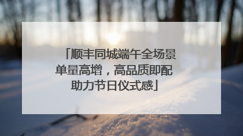 顺丰同城端午全场景单量高增，高品质即配助力节日仪式感