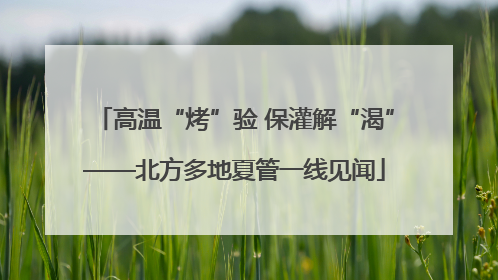 高温“烤”验 保灌解“渴”——北方多地夏管一线见闻