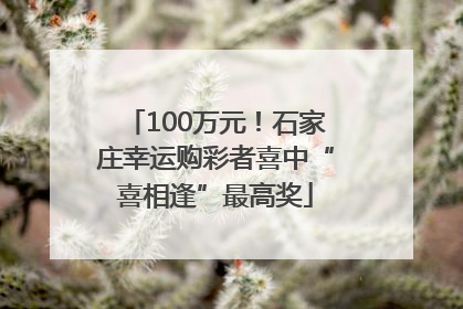 100万元！石家庄幸运购彩者喜中“喜相逢”最高奖