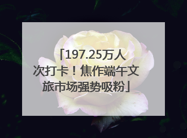 197.25万人次打卡！焦作端午文旅市场强势吸粉