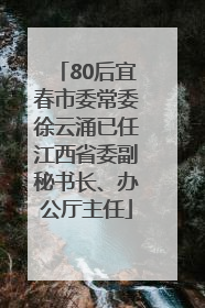 80后宜春市委常委徐云涌已任江西省委副秘书长、办公厅主任