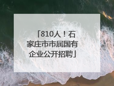 810人！石家庄市市属国有企业公开招聘