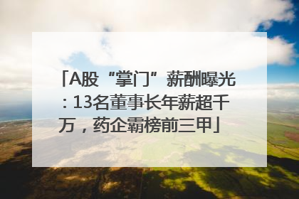 A股“掌门”薪酬曝光：13名董事长年薪超千万，药企霸榜前三甲